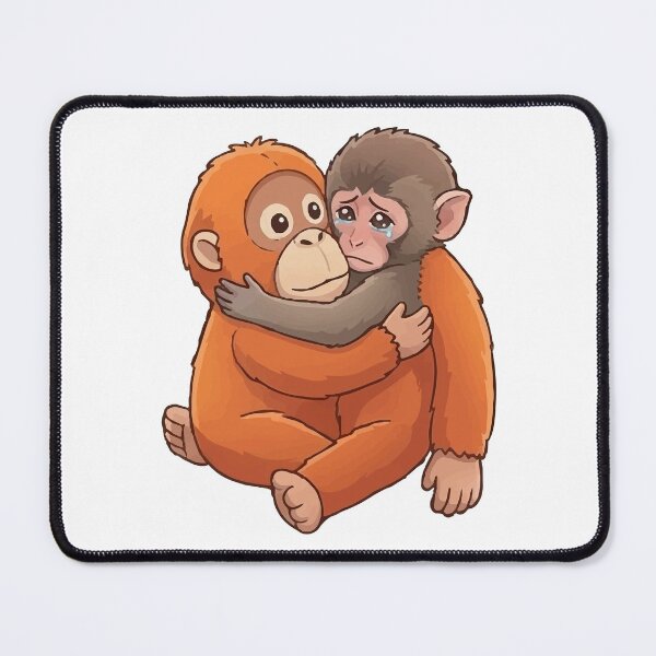Item preview, Viral Crying Monkey Hugging Orangutan Sad Meme Illustration designed and sold by PixelWaveBD.