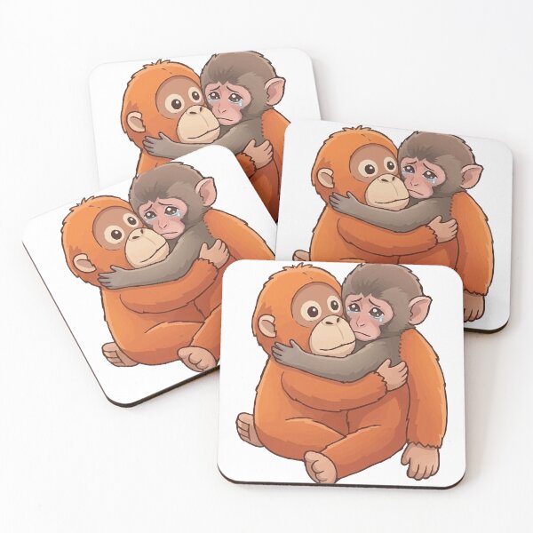 Item preview, Viral Crying Monkey Hugging Orangutan Sad Meme Illustration designed and sold by PixelWaveBD.