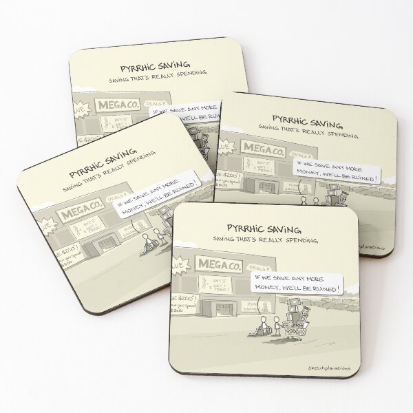 Item preview, Pyrrhic saving designed and sold by Sketchplanations.