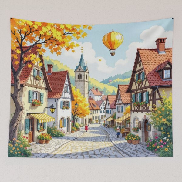 Item preview, Dreamlike Tiny Village Landscape with Autumn Magic and Surreal Miniature Vibes designed and sold by FotoworldEdel.