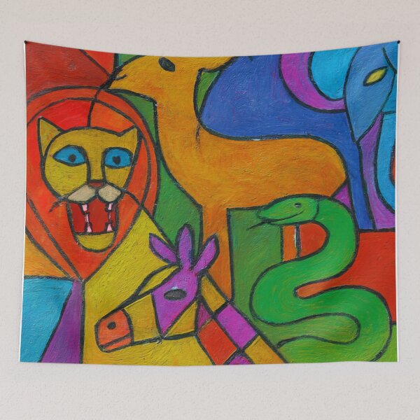 Item preview, Carnival Zoo – Abstract Animal Parade in Bold Color designed and sold by LuxuryApparels.