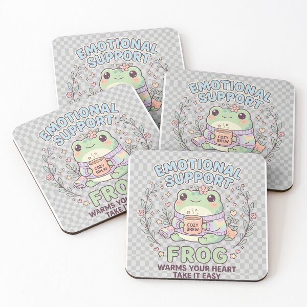 Item preview, Cute Emotional Support Frog – Cozy Aesthetic Kawaii Frog With Coffee designed and sold by R & K Fashions.