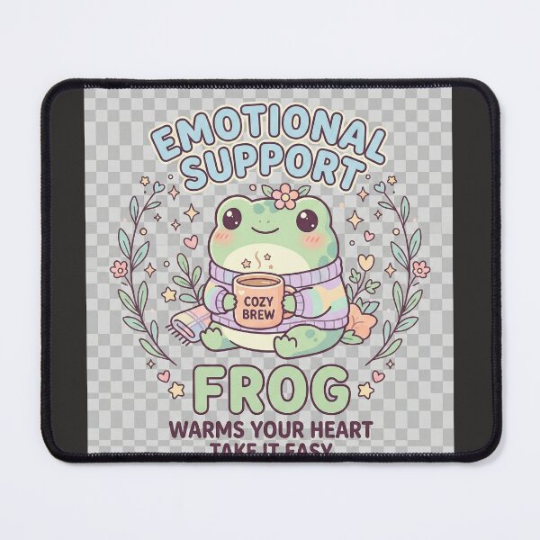 Item preview, Cute Emotional Support Frog – Cozy Aesthetic Kawaii Frog With Coffee designed and sold by R & K Fashions.