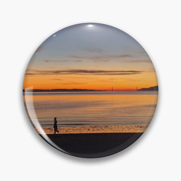 Item preview, Golden Hour at Albany Bulb – Solitary Beach Silhouette designed and sold by Felinephrame.