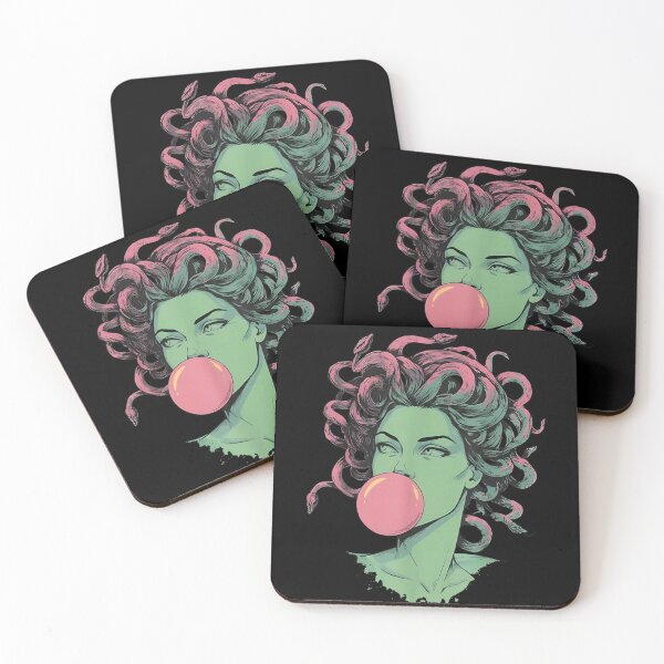 Item preview, Modern Medusa Blowing Bubblegum Pink Snake Hair Mythological Greek Goddess Art designed and sold by PhocoNibict.