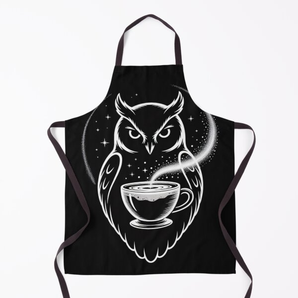 Item preview, an elegant owl silhouetted against a detailed, smoky v60 coffee designed and sold by 123ks.