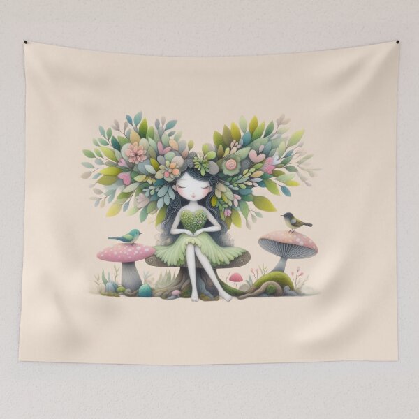 Item preview, Beautiful Goddess of Spring with Whispering Birds designed and sold by ideandesign.