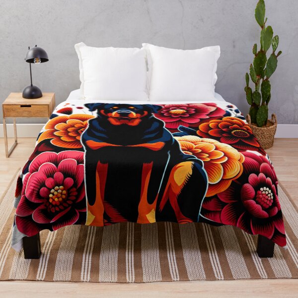 Item preview, Rottweiler Illustration | Vibrant Floral Dog Art in Bold Colors designed and sold by meesub.