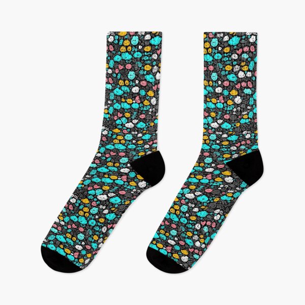 Item preview, Bright Colorful Cartoon Clouds on Black designed and sold by Piotrek0001.
