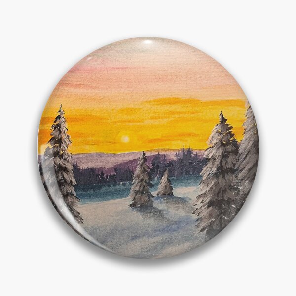 Item preview, Winter Sunset Landscape with Snowy Fir Trees designed and sold by CoriAlexiArt.