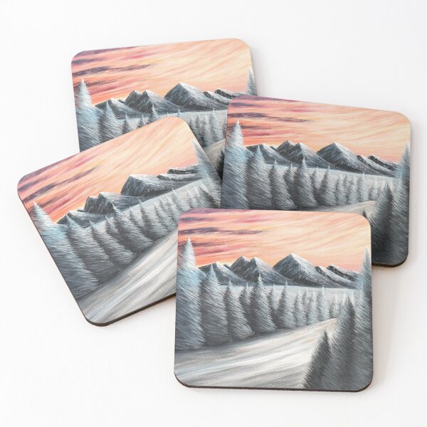 Item preview, Snowy Mountains in Brilliant Sunset - Winter Landscape, Home Decor designed and sold by CoriAlexiArt.