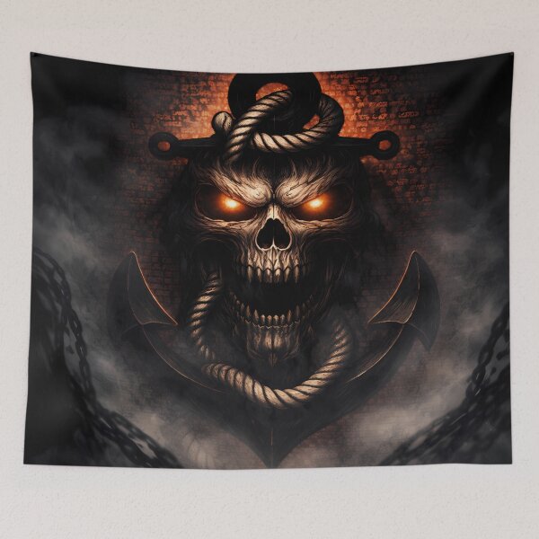 Item preview, Dark Skull Anchor , Fiery Eyes Gothic Pirate Illustration designed and sold by aminz4.