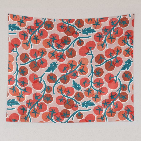 Item preview, Tomato vine picnic - pink background all red and orange tomatoes designed and sold by SelmaCardoso.