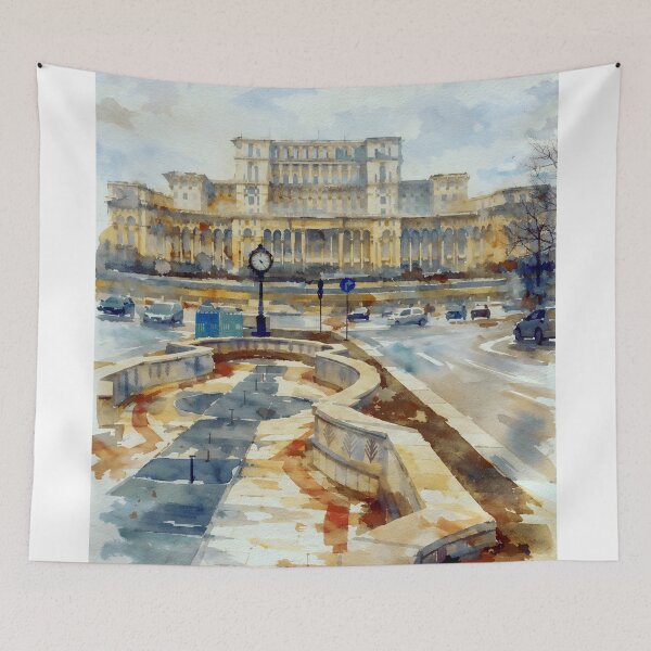 Item preview, Bucharest Parliament Palace Watercolor designed and sold by caracatita75.