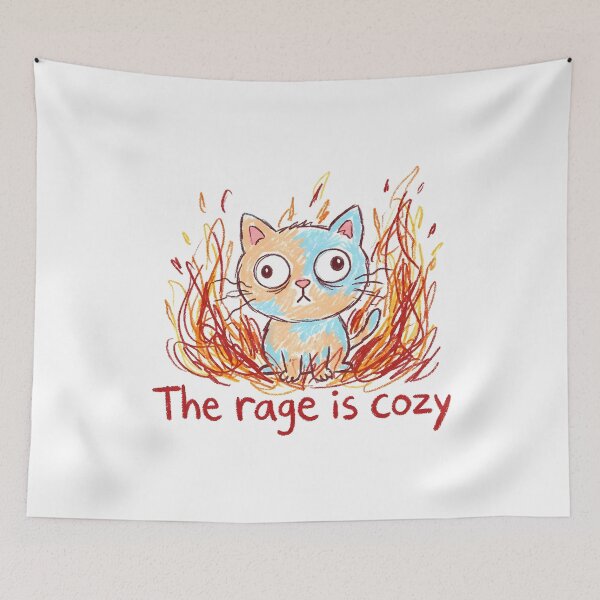 Item preview, The Rage is Cozy - Cute Cat Rage Crayon Chaos Drawing designed and sold by DavmaxDesign.