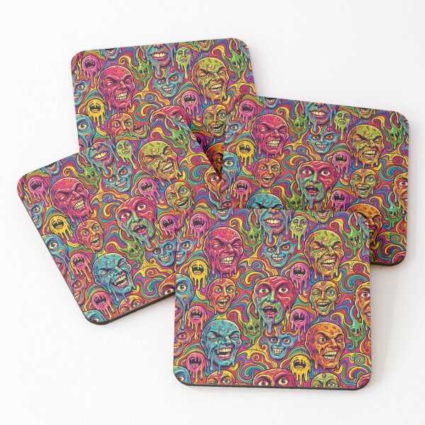 Item preview, Trippy Melting Faces – Psychedelic Horror Pattern designed and sold by myforestfog.