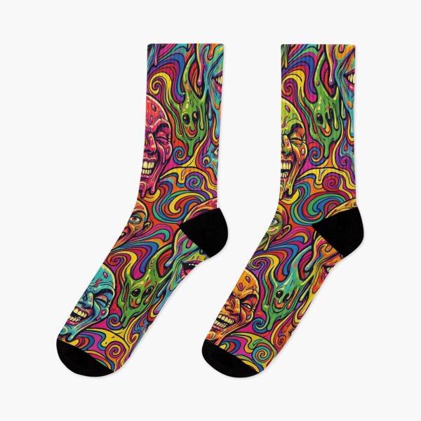 Item preview, Trippy Melting Faces – Psychedelic Horror Pattern designed and sold by myforestfog.
