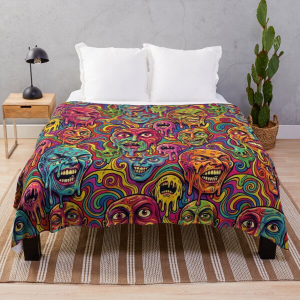 Item preview, Trippy Melting Faces – Psychedelic Horror Pattern designed and sold by myforestfog.