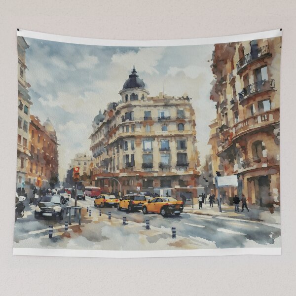 Item preview, Barcelona Via Laietana Watercolor designed and sold by caracatita75.