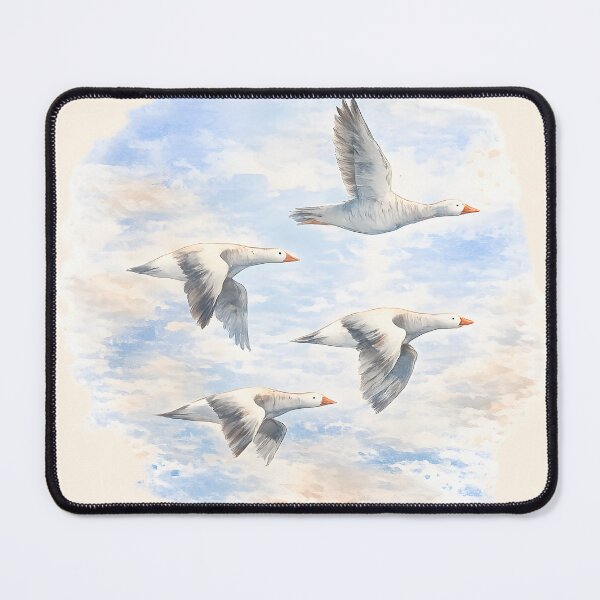 Item preview, Graceful Geese in Flight – Soft Watercolor Sky Illustration designed and sold by blankTeeShirt.