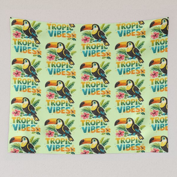 Aperçu de l'œuvre Ambiance tropicale avec un toucan créée et vendue par SergeyDigital.
