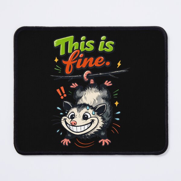 Item preview, This Is Fine Possum Hanging Upside Down Funny Anxiety Meme - Sarcastic Screaming Opossum Art by Vivaan Studio designed and sold by Vivaan Studio.