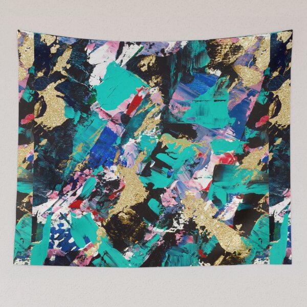 Item preview, modern gold green black abstract paint brushstrokes by Girly Trend designed and sold by GirlyTrend.