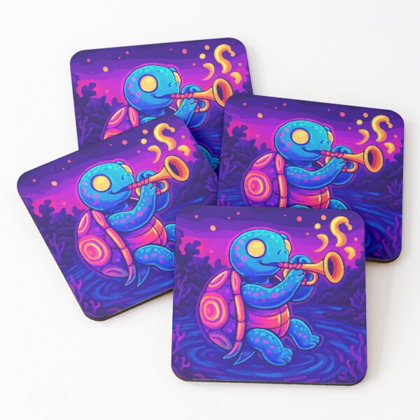 Item preview, Neon Trumpet Turtle – Psychedelic Ocean Musician designed and sold by LuxuryApparels.