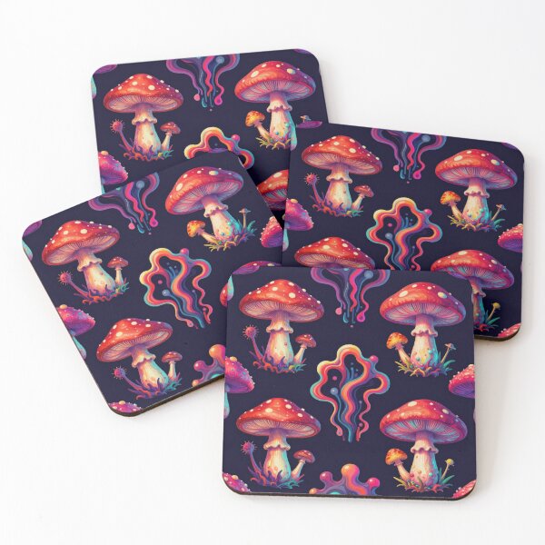 Item preview, Psychedelic Mushrooms – Trippy Neon Fantasy Pattern designed and sold by myforestfog.