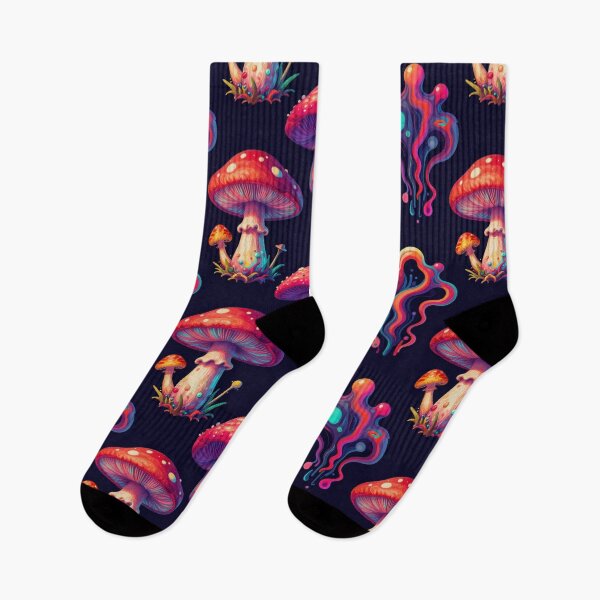 Item preview, Psychedelic Mushrooms – Trippy Neon Fantasy Pattern designed and sold by myforestfog.