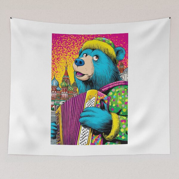 Item preview, Colorful Bear Playing Accordion in Iconic Moscow Scene designed and sold by Artessie.