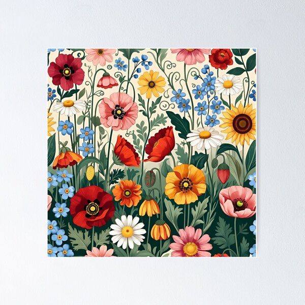 Aperçu de l'œuvre Lush Wildflower Pattern – Vibrant Floral Nature Design créée et vendue par LegendChoice.