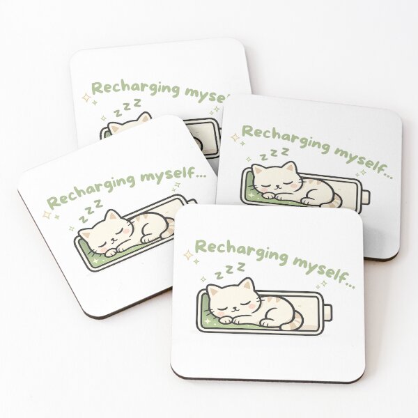 Item preview, Recharging Myself – Cute Sleeping Cat Sticker designed and sold by HubCreates.
