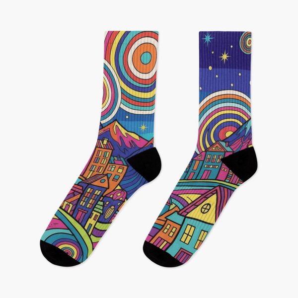 Artikelvorschau, Psychedelisches Bergdorf leuchtet entworfen und verkauft von Sigtrix.