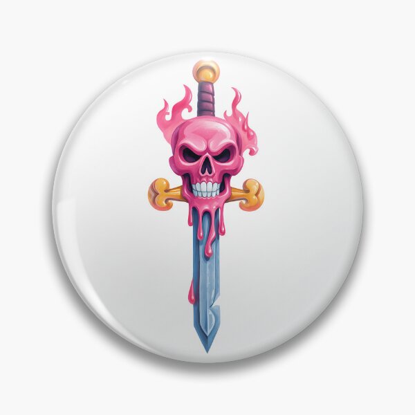 Item preview, Pink Skull Dripping Fantasy Sword - Neon Goth Horror Weapon Art Print designed and sold by DesignArtist.ia.