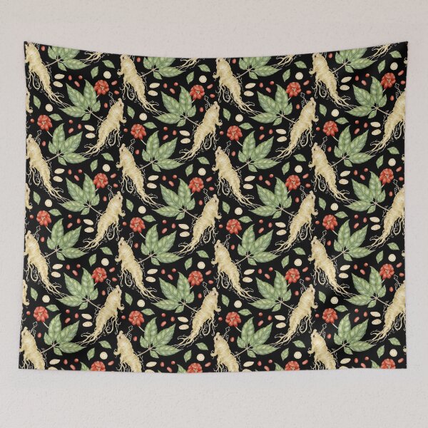 Item preview, Watercolor Ginseng Botanical Seamless Pattern. Witchy Botanical Design designed and sold by paintingbetween.
