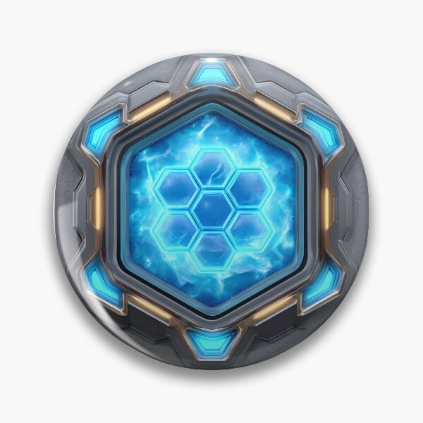 Item preview, Hexagon Energy Core Sci-Fi Shield - Neon Blue Cyberpunk Art Print designed and sold by DesignArtist.ia.