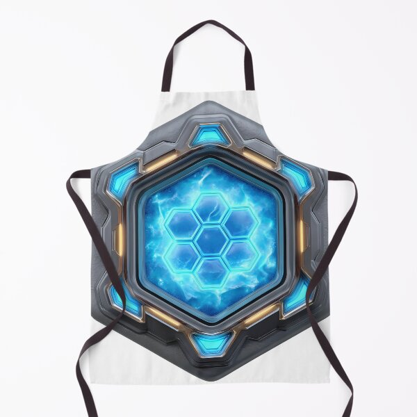 Item preview, Hexagon Energy Core Sci-Fi Shield - Neon Blue Cyberpunk Art Print designed and sold by DesignArtist.ia.