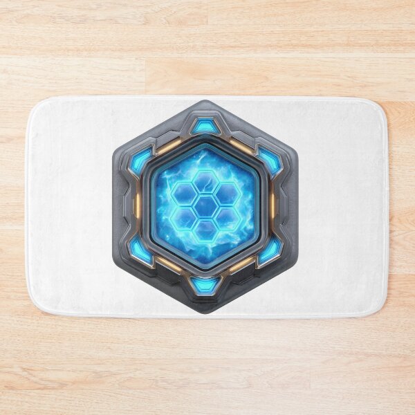 Item preview, Hexagon Energy Core Sci-Fi Shield - Neon Blue Cyberpunk Art Print designed and sold by DesignArtist.ia.