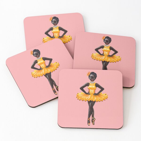 Item preview, Ballerina Noor  dance pose - black African American girl with Afro hair dancing ballet designed and sold by Artonmytee.