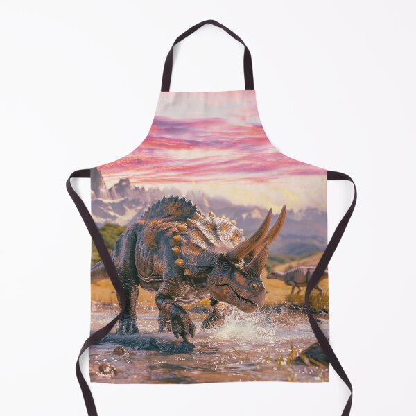 Item preview, Triceratops on the riverbank in a majestic mountain landscape designed and sold by Mauswohn.