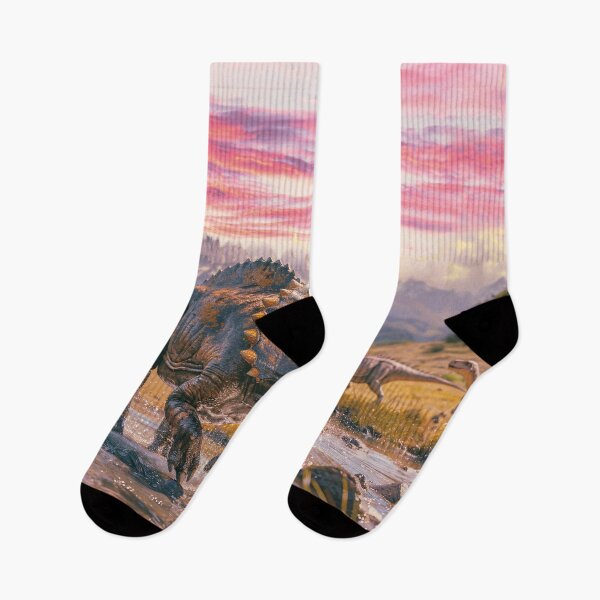 Item preview, Triceratops on the riverbank in a majestic mountain landscape designed and sold by Mauswohn.