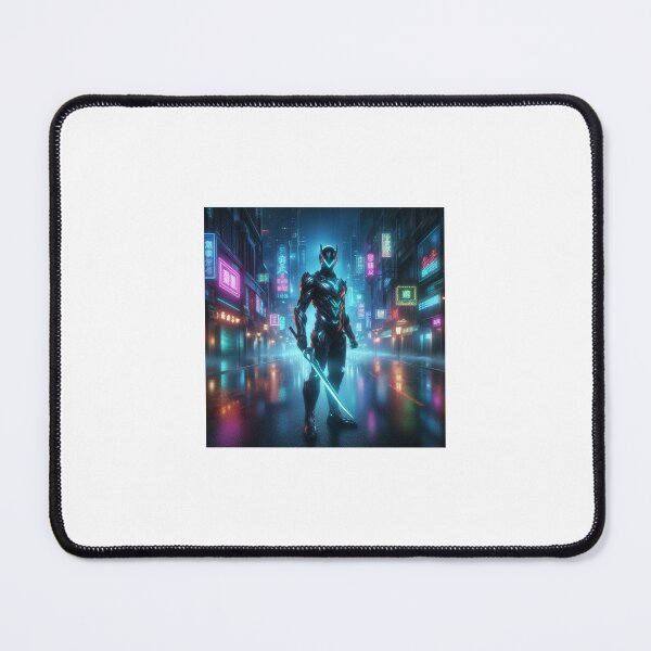 Item preview, Cyberpunk Neon Warrior – Futuristic Samurai in Tech City designed and sold by ZolaDesings.