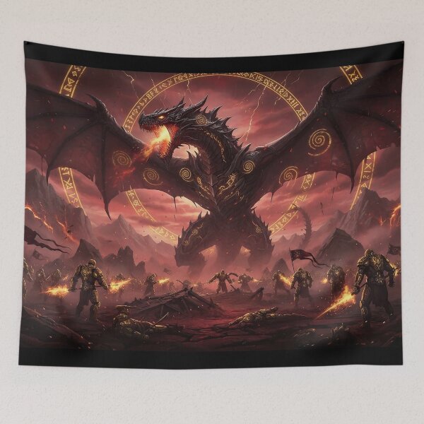 Item preview, Rise of the Fire Dragon – Epic Dark Fantasy Battle Art designed and sold by LootLion.