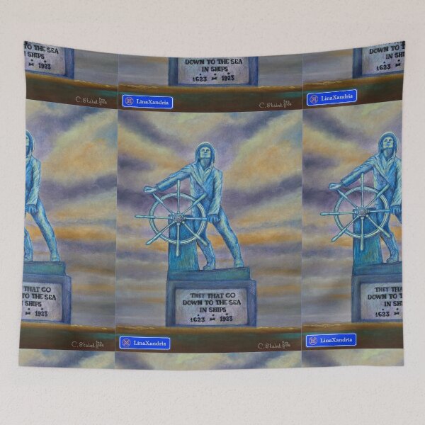 Item preview, The man at the wheel pastel painting in colour for Gloucester, MA, USA designed and sold by LinaXandria.