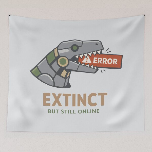 Item preview, Extinct But Still Online Robotic Dinosaur Tech Humor designed and sold by SplashTastic.