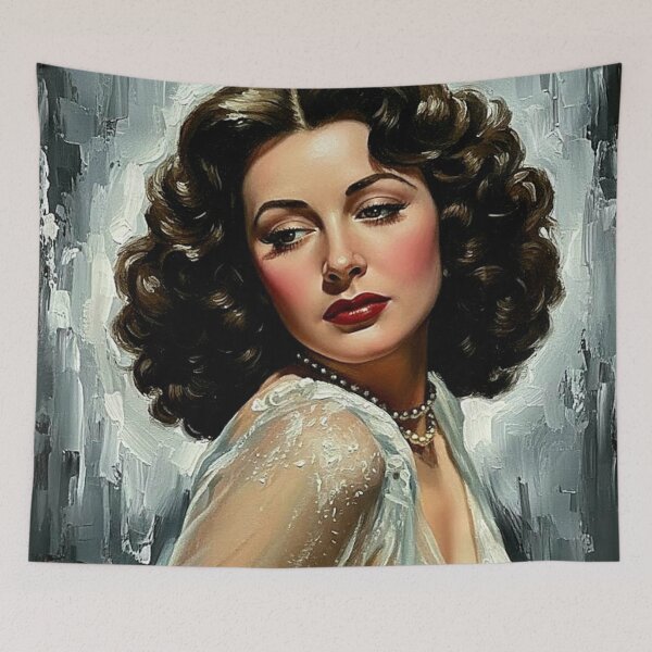 Item preview, The Siren of Invention: Hedy Lamarr Luminous Silk Impasto Portrait designed and sold by Art's Diner.