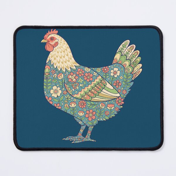 Item preview, Flower Patterned Hen in Pastel Tones – Scandinavian Folk Art by heidiannemorris © designed and sold by FOLK ART FUSION by heidiannemorris.