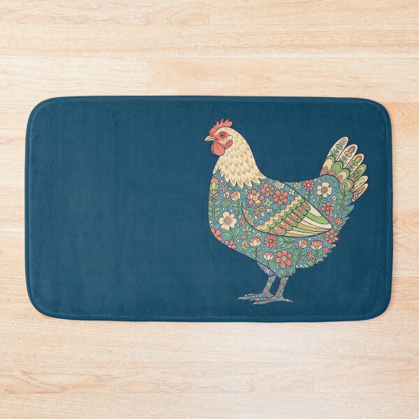 Item preview, Flower Patterned Hen in Pastel Tones – Scandinavian Folk Art by heidiannemorris © designed and sold by FOLK ART FUSION by heidiannemorris.