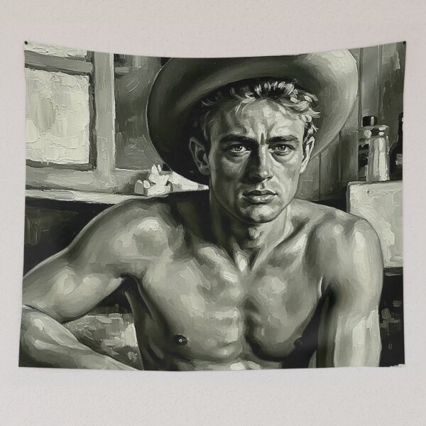 Item preview, The Texas Rebel: James Dean "Giant" Monochromatic Impasto Portrait designed and sold by Art's Diner.